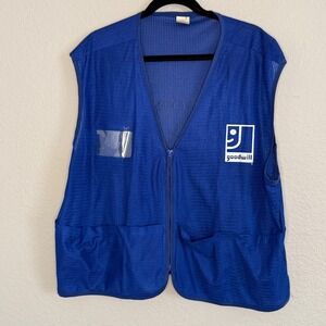 Goodwill Employee XL Blue Mesh Uniform Vest Zip Our Business Is Changing Lives